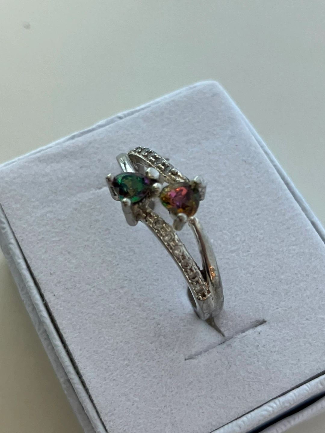 Silver Ring with Rainbow Stones Size 7.75 - photo 3