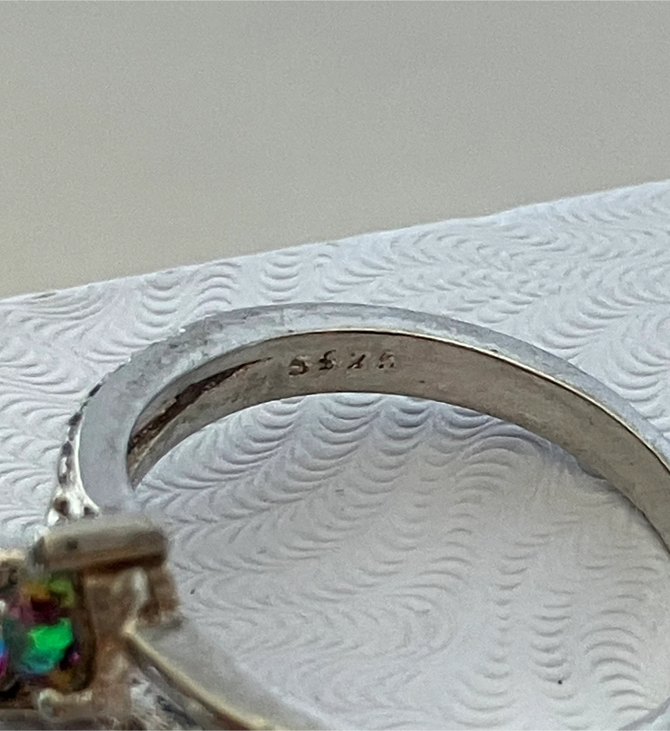 Silver Ring with Rainbow Stones Size 7.75 - photo 4