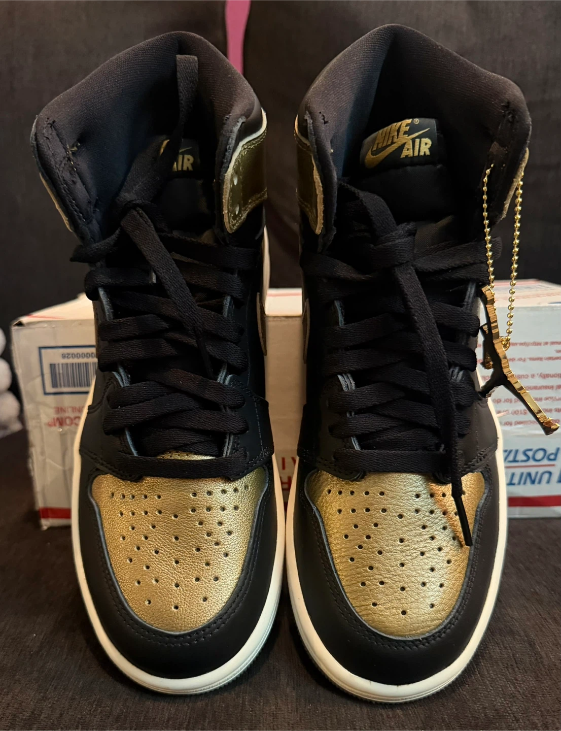 Air Jordan 1 Retro High OG "Black Gold" Sneakers - photo 2