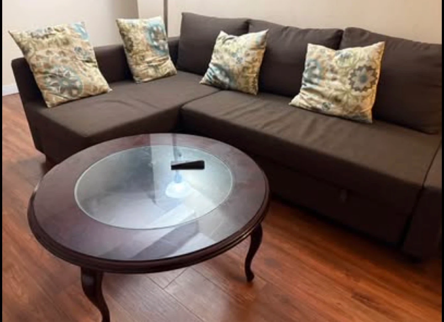 Brown Sectional Sofa with Pull-Out Bed