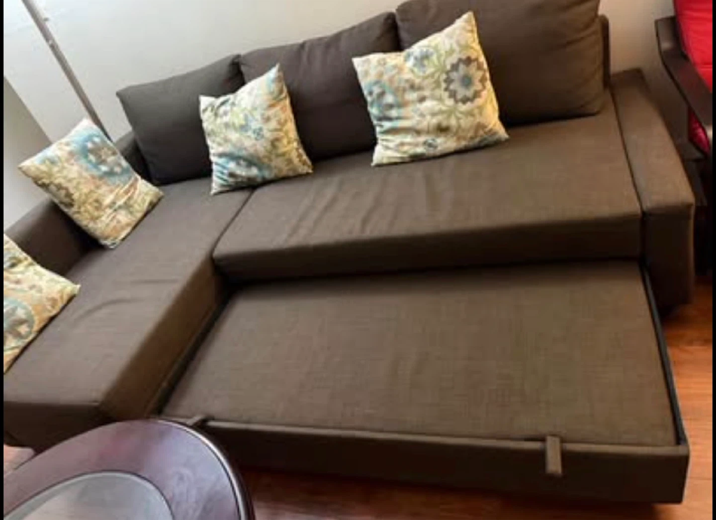 Brown Sectional Sofa with Pull-Out Bed - photo 4
