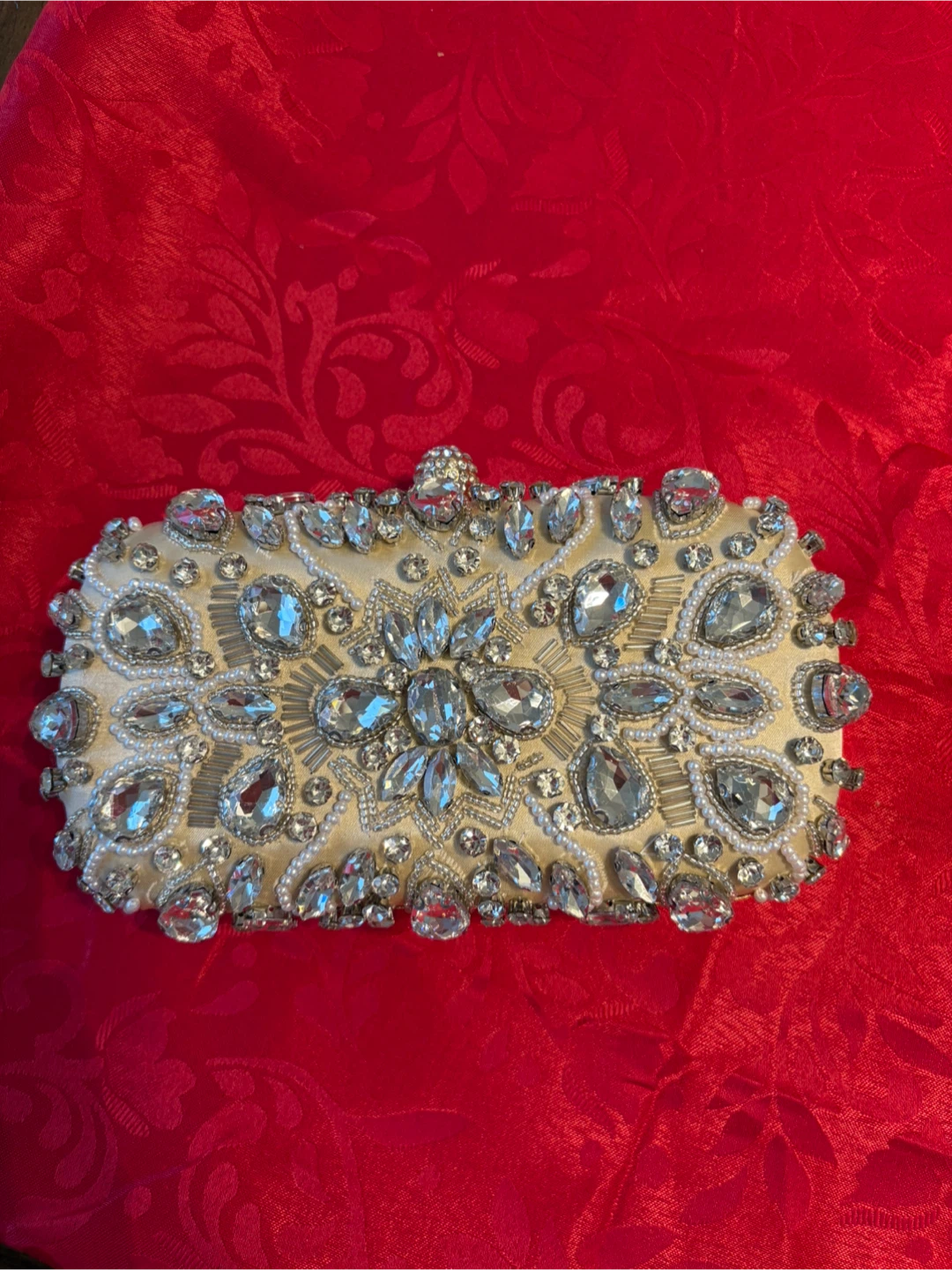 Beaded Clutch Purse with Rhinestones