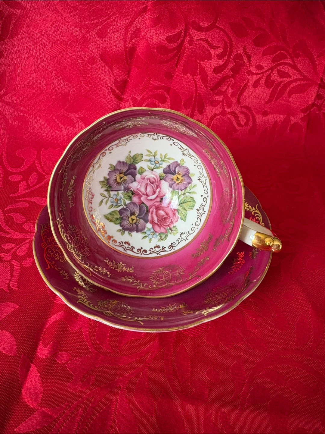 Shafford Hand Decorated Teacup and Saucer Set