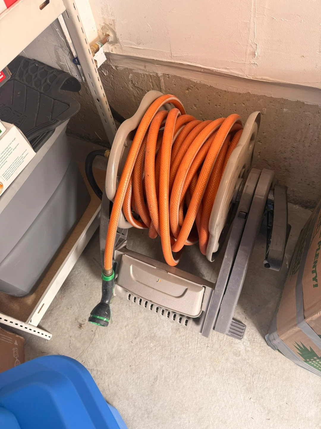 Orange Garden Hose with Retractable Reel
