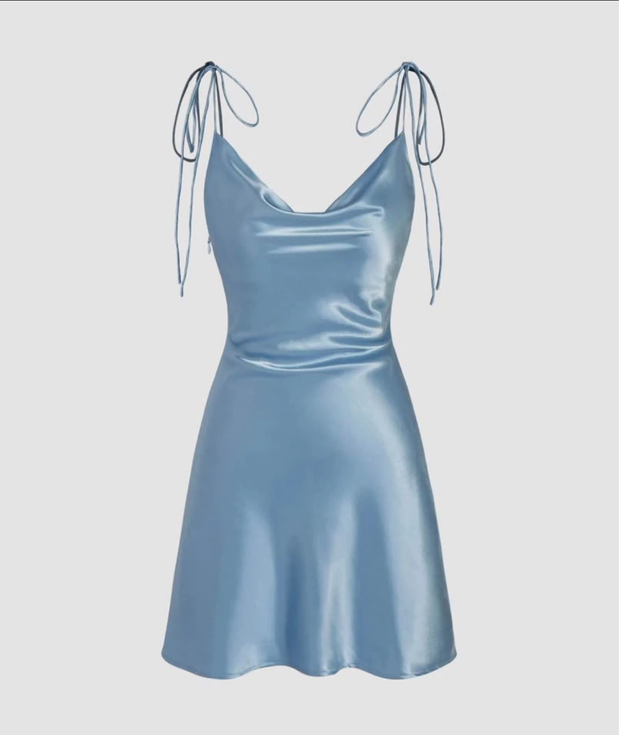 Blue Satin Cami Short Dress
