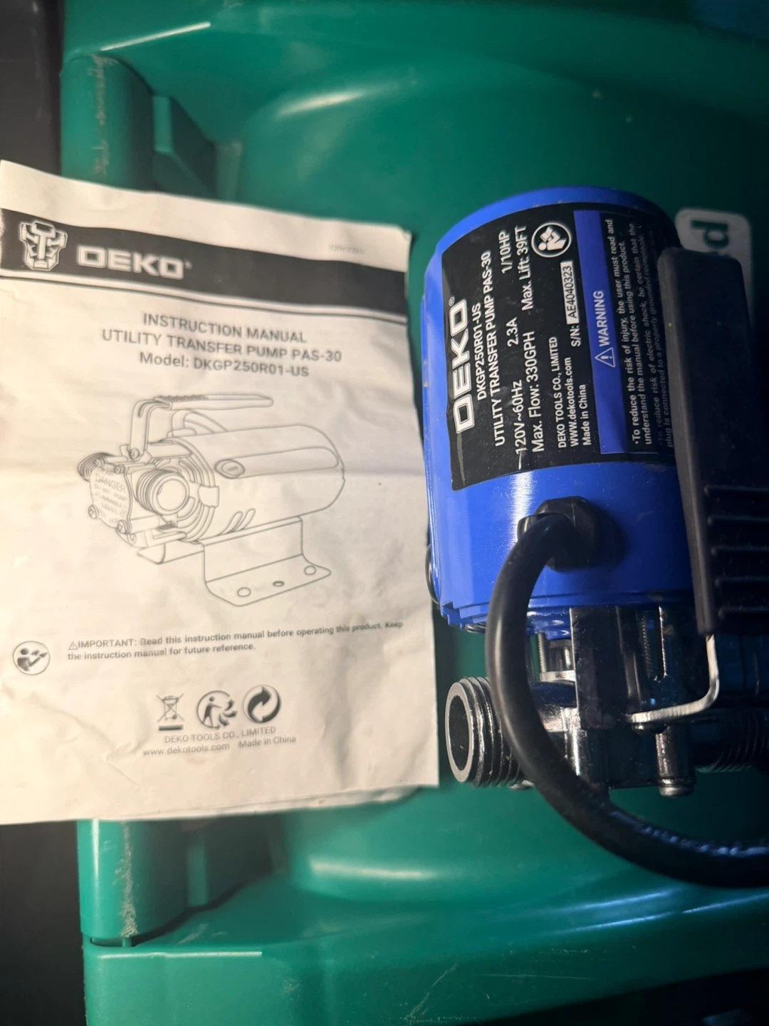 DEKO Utility Transfer Pump PAS-30 - photo 4