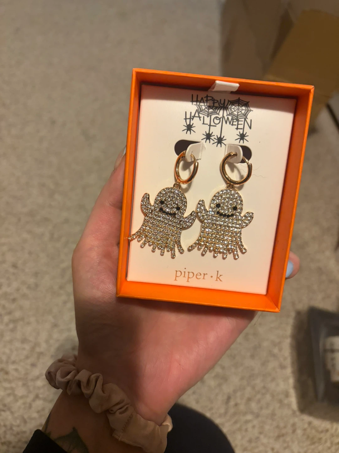 Piper-K rhinestone ghost earrings