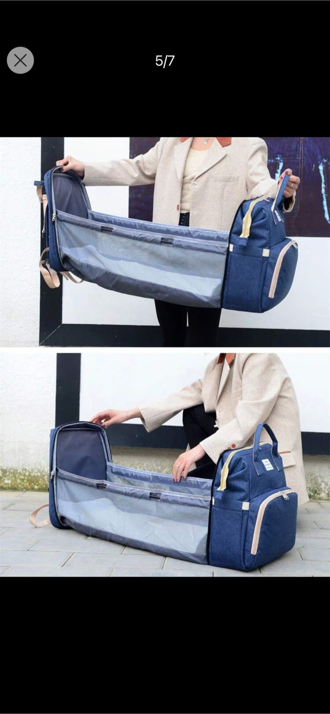 LAND Diaper Bag Backpack with Bassinet - Navy - photo 3