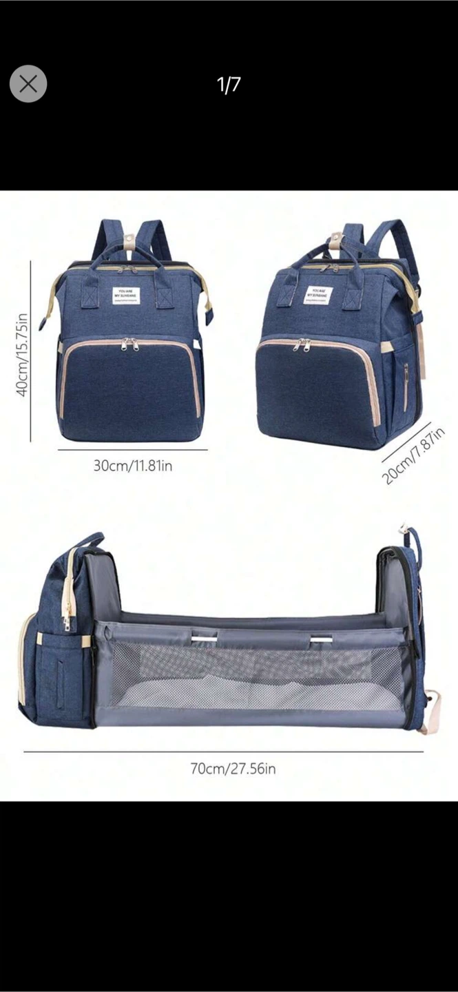 LAND Diaper Bag Backpack with Bassinet - Navy - photo 4