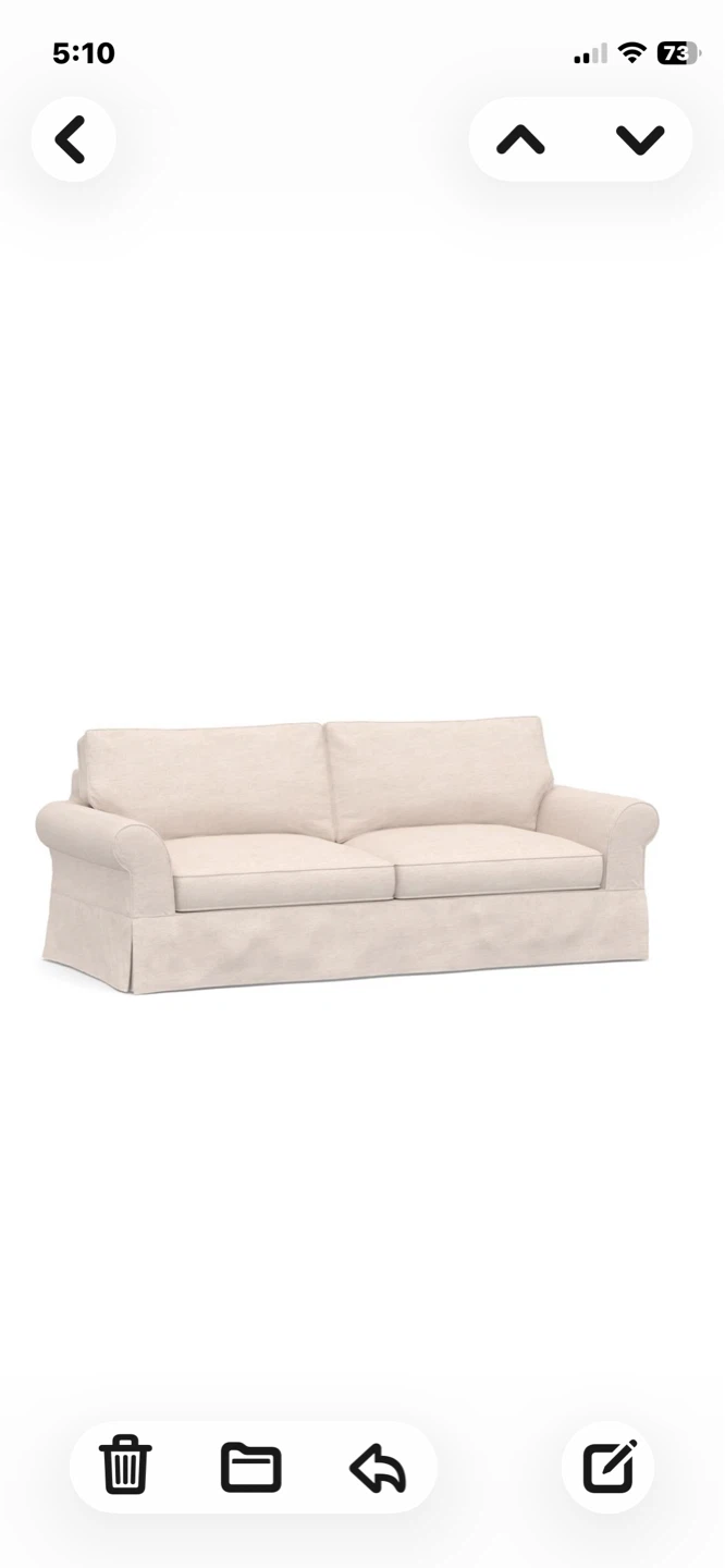 Cream Slipcovered Sofa