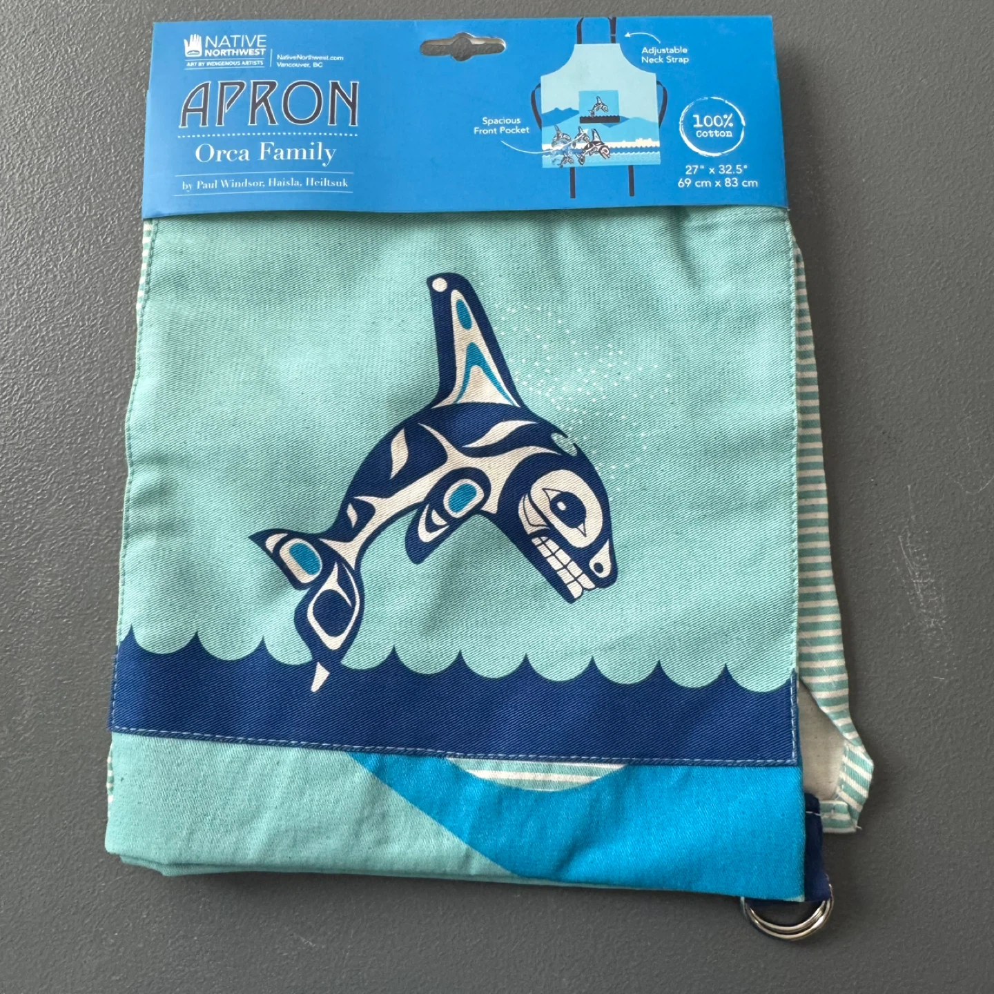 Native Northwest Orca Family Apron BNWT Adult size