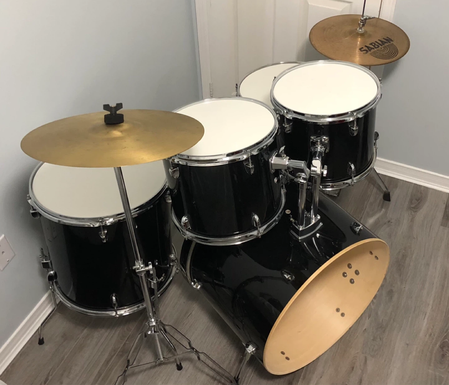 Black drum set + Sabian hi-hats - photo 3