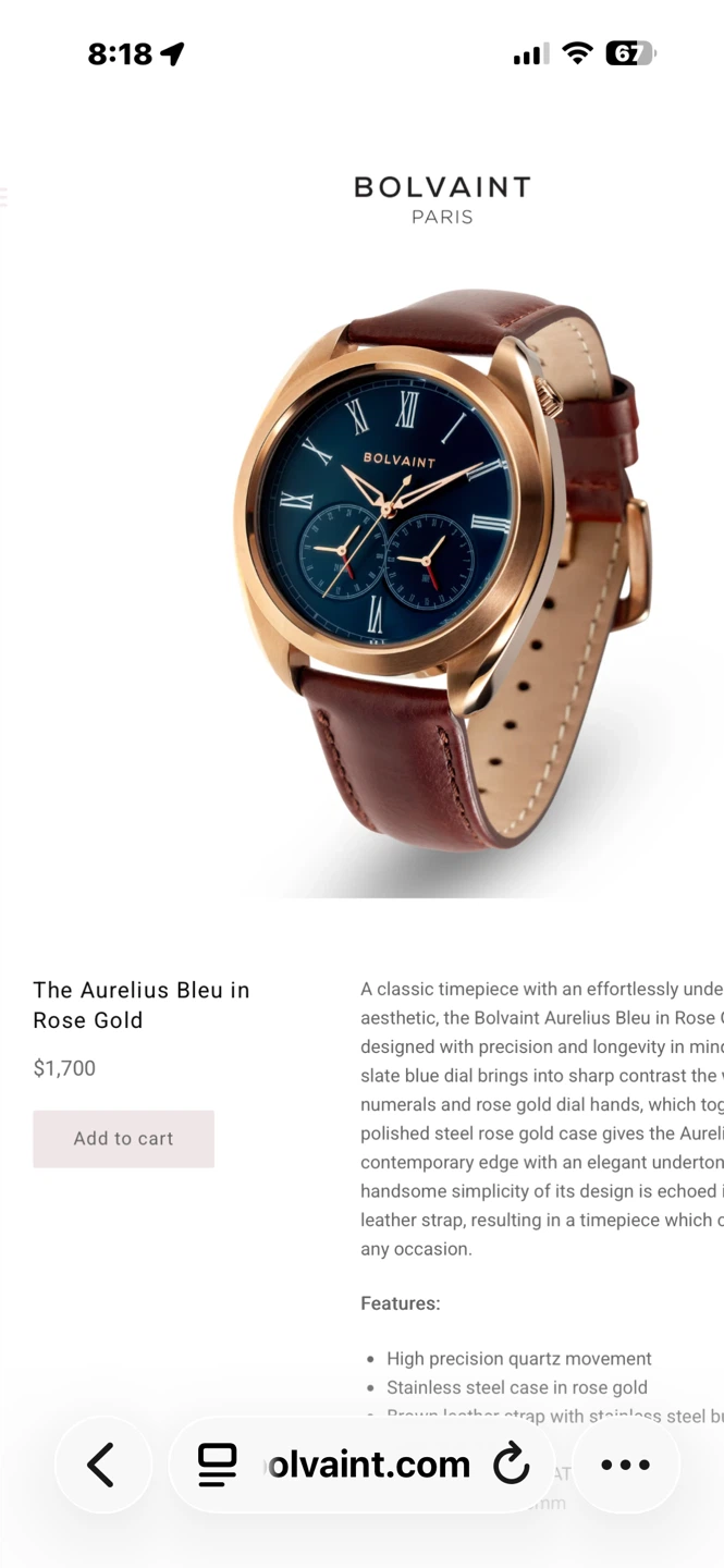 Bolvaint Aurelius Brun Gold Watch