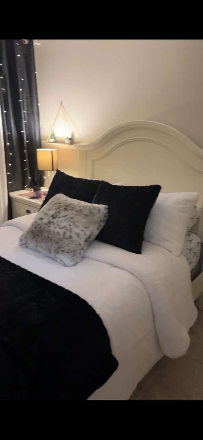Bed frame, night stand, and dresser