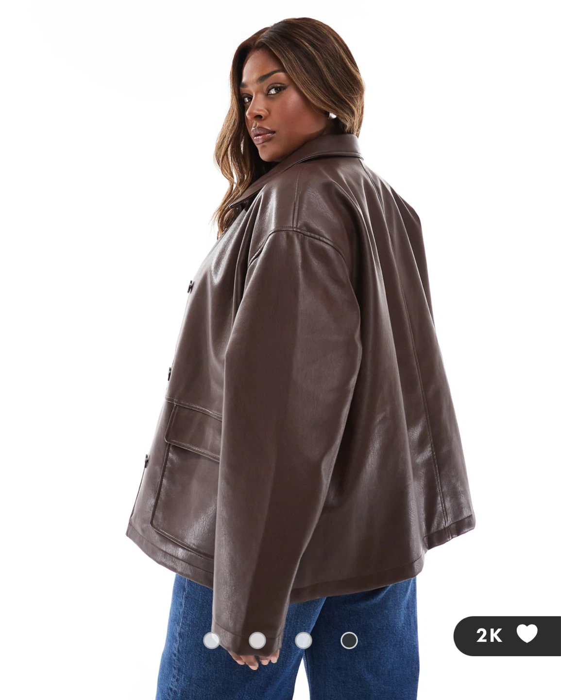 ASOS DESIGN Faux Leather Jacket - Chocolate Brown US 22 - photo 2