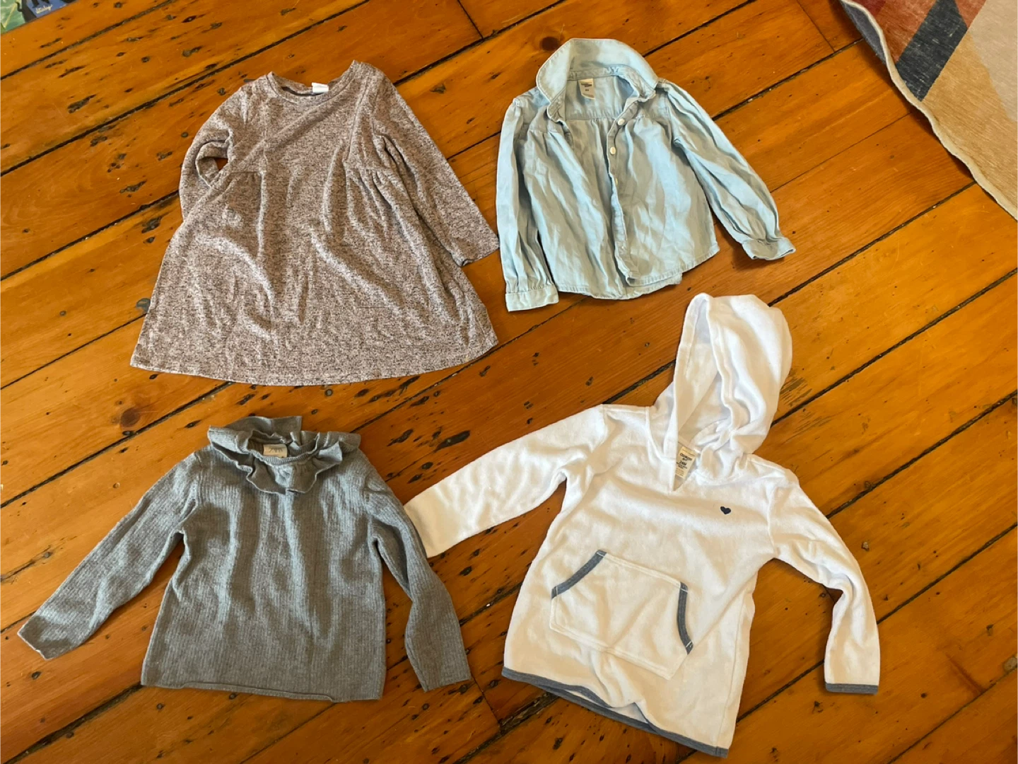 Bundle of 3 girls' long sleeve tops + 1 dress - 2T bundle