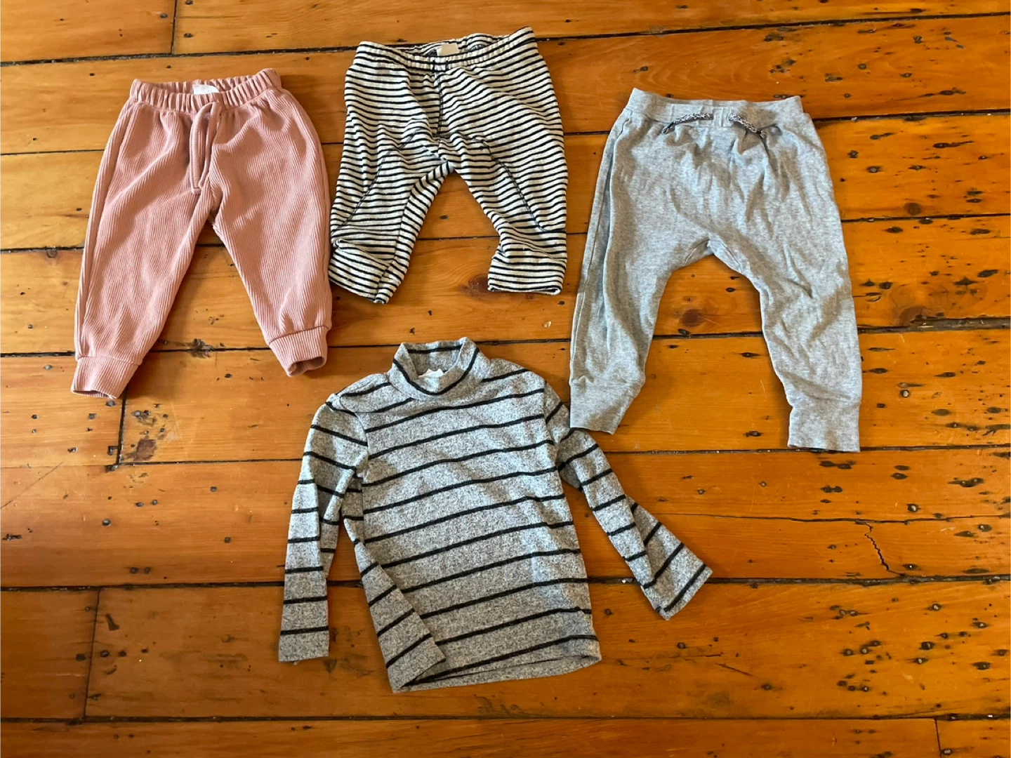Kids Clothing Bundle: 3 Pants & 1 Long Sleeve Shirt