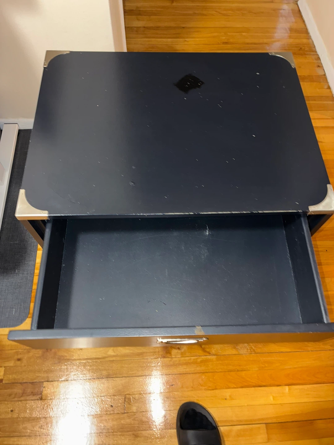 Black Side Table with Drawer - photo 3