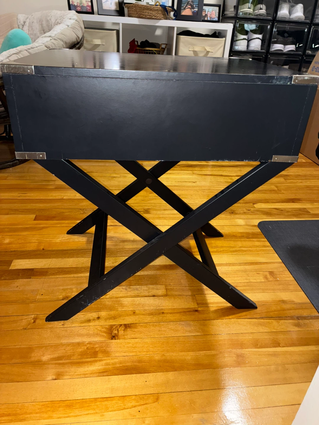 Black Side Table with Drawer - photo 2