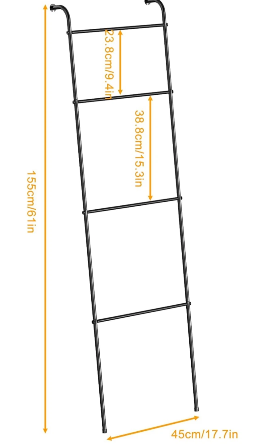Black Metal Ladder Towel Rack - photo 3