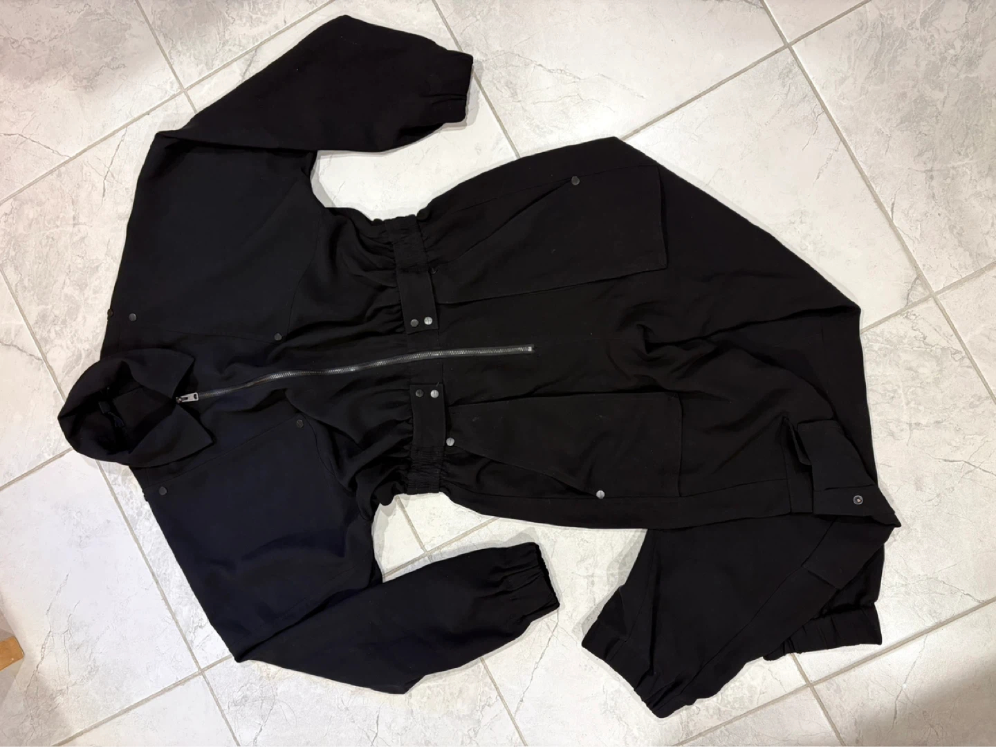 ALLSAINTS Frieda Black Zipped Cargo Jumpsuit UK 6 - photo 2