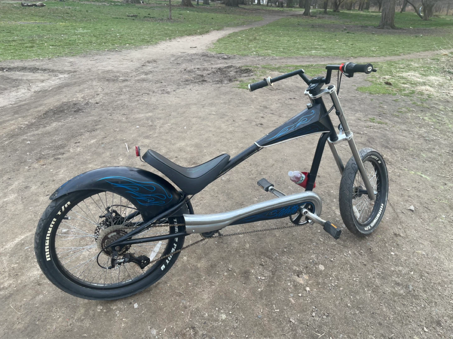 Custom Chopper Bicycle with Flame Decals
