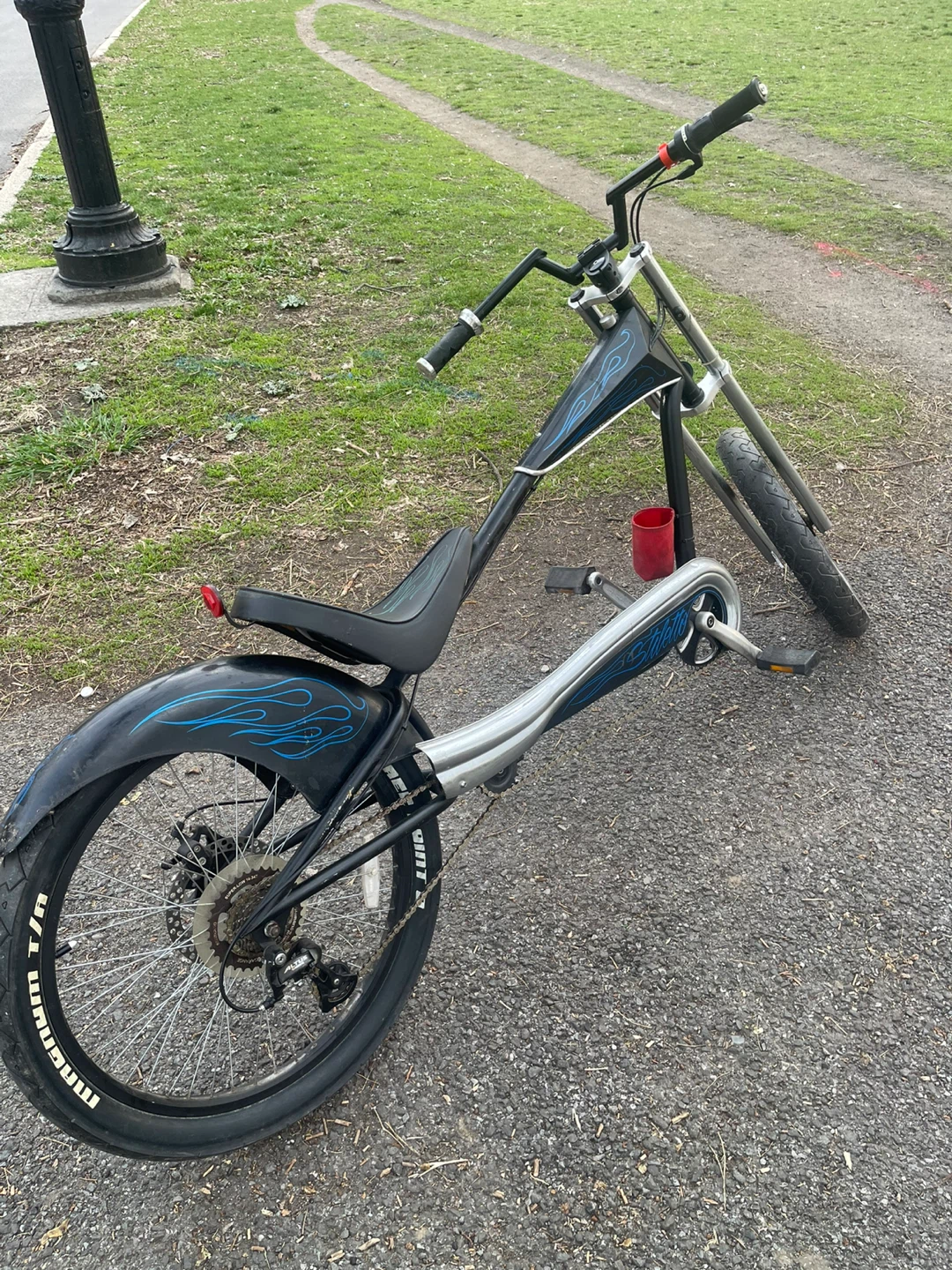 Custom Chopper Bicycle with Flame Decals - photo 2
