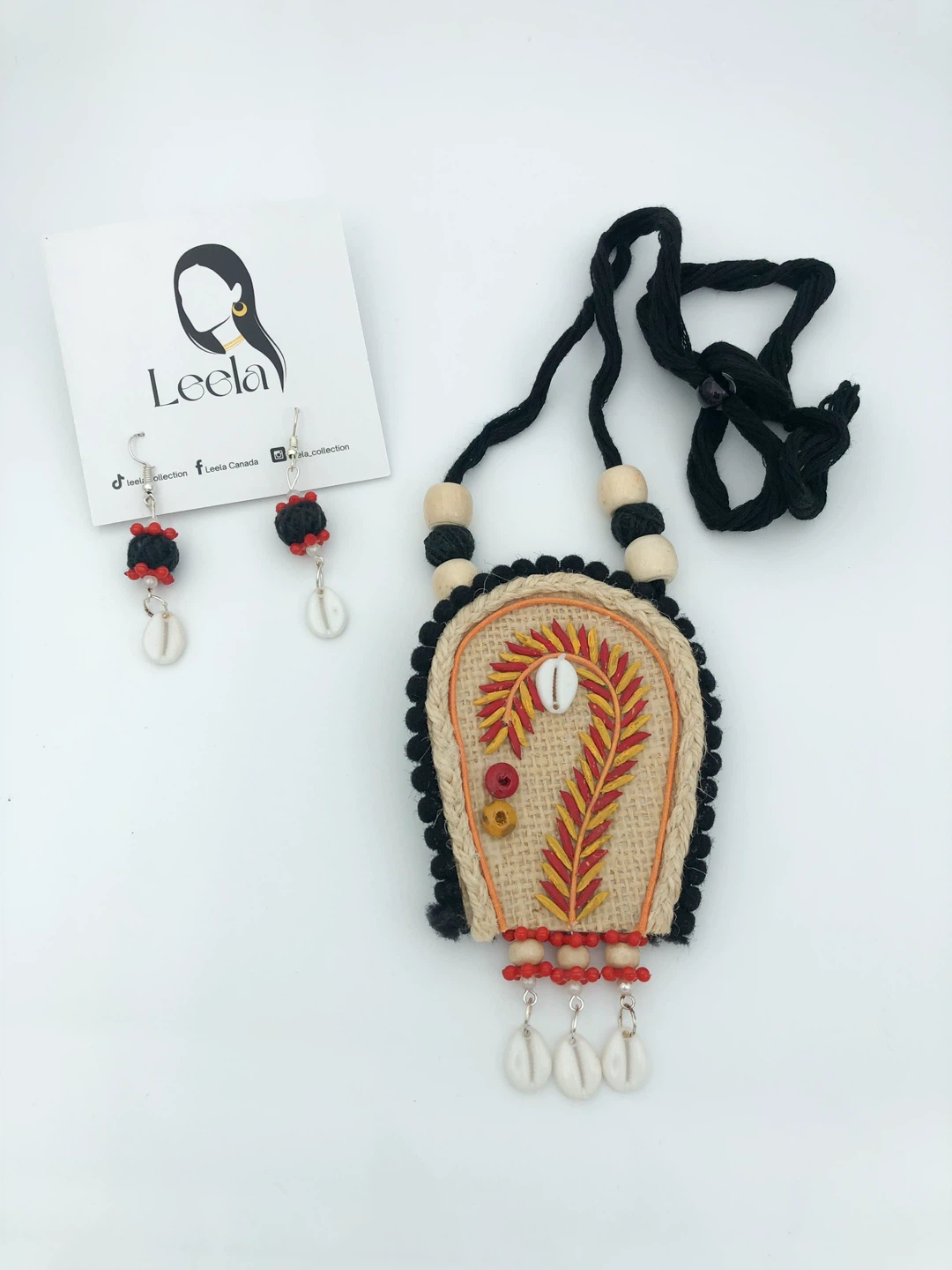Leela Canada Handmade Jute Necklace and Earring Set