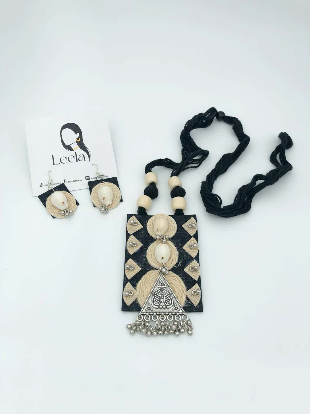Leela Canada Handmade Jute Necklace and Earring Set - photo 2