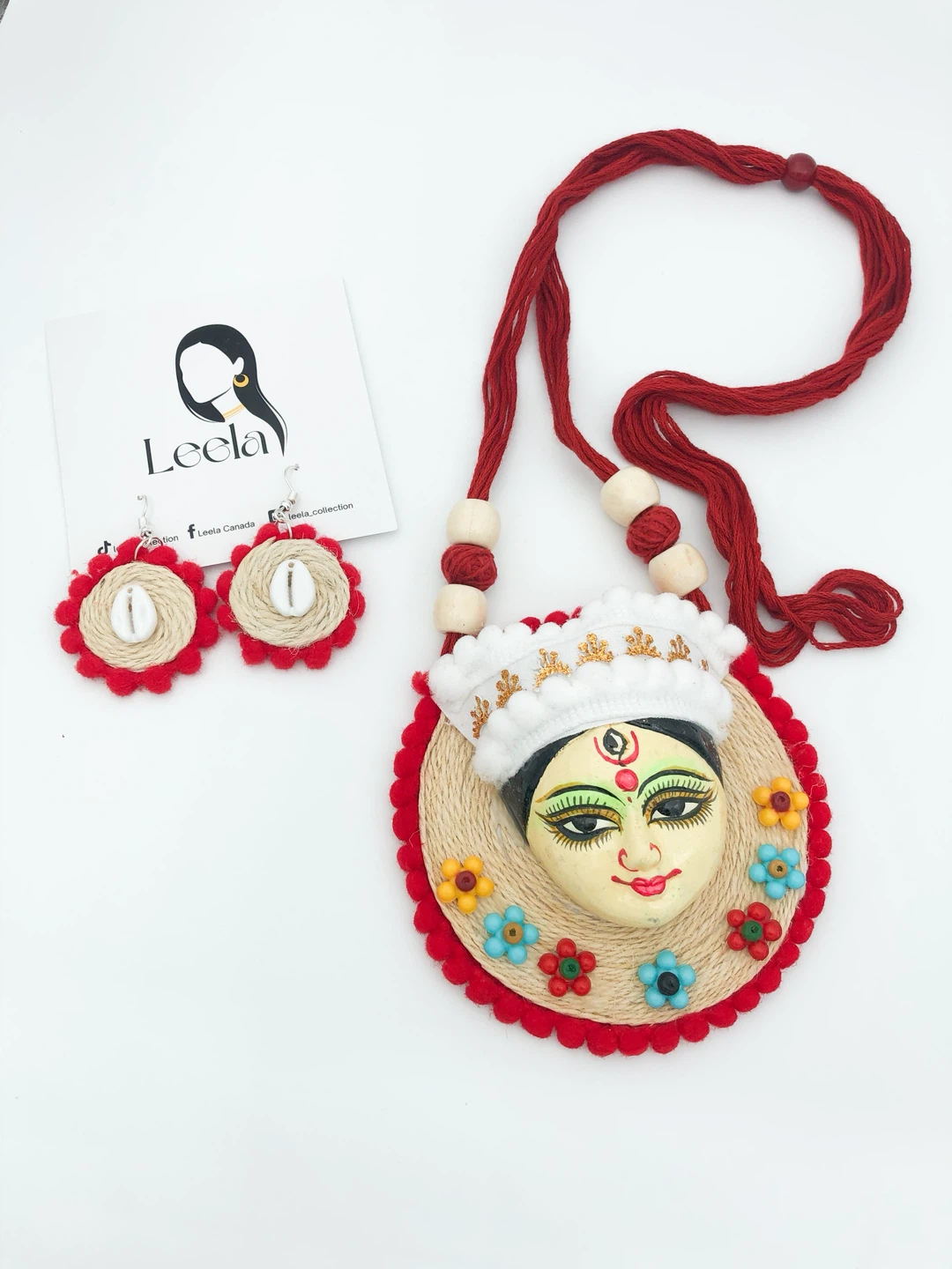 Maa Durga Handcrafted Necklace and Earrings Set