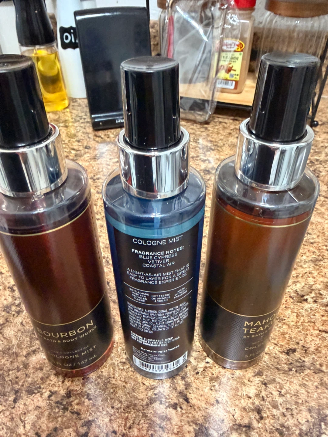 Bath & Body Cologne Mist Set (Bourbon, Ocean, Mahogany Teakwood)