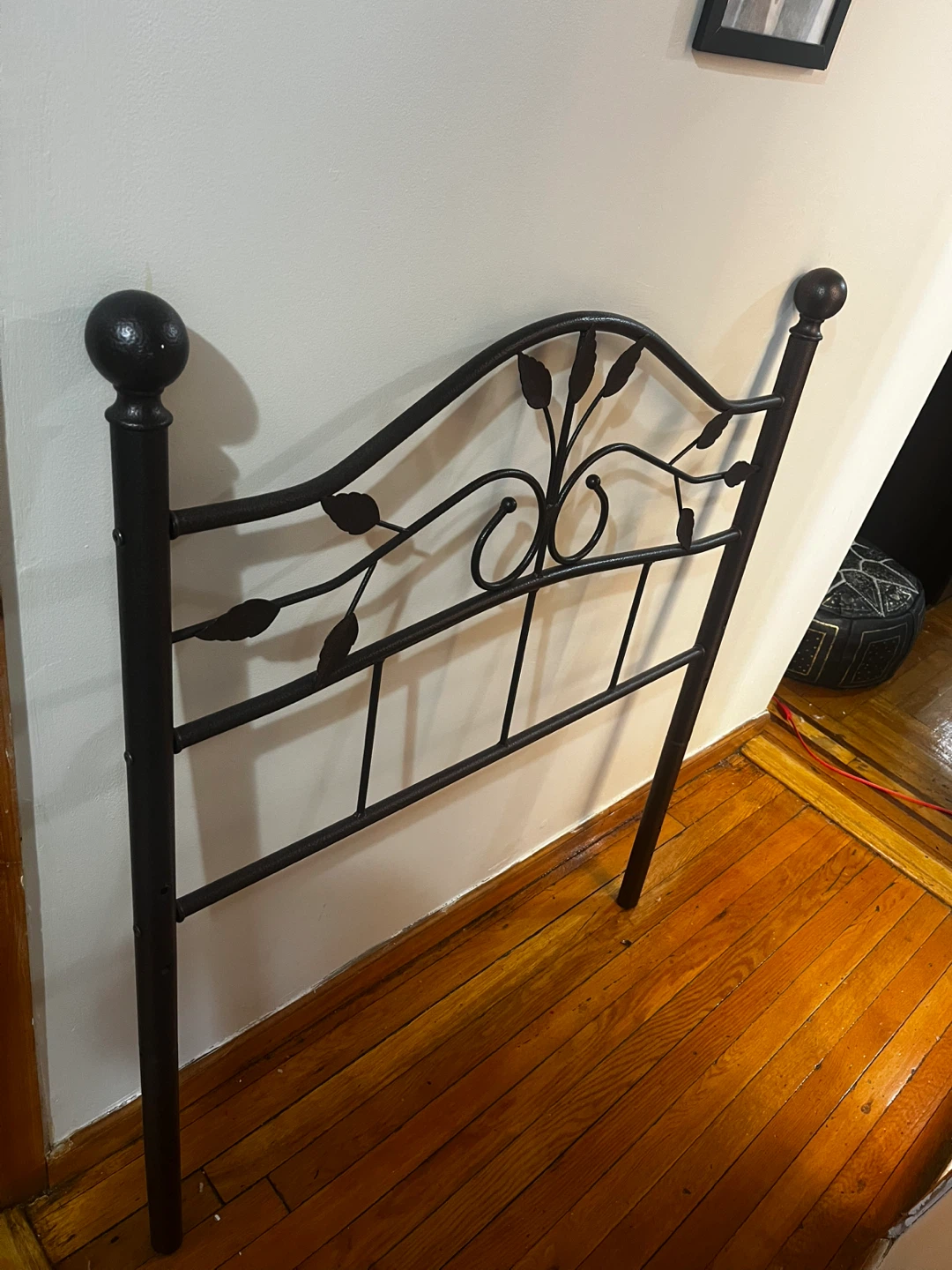 Free-wrought iron twin headboard