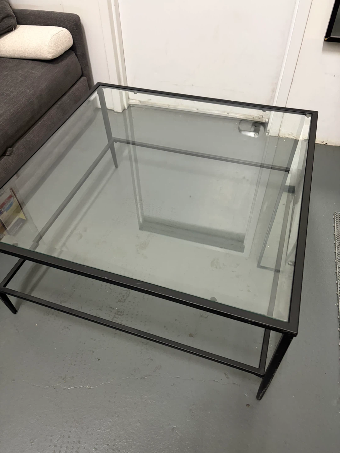 Glass Top Coffee Table with Black Metal Frame - photo 2