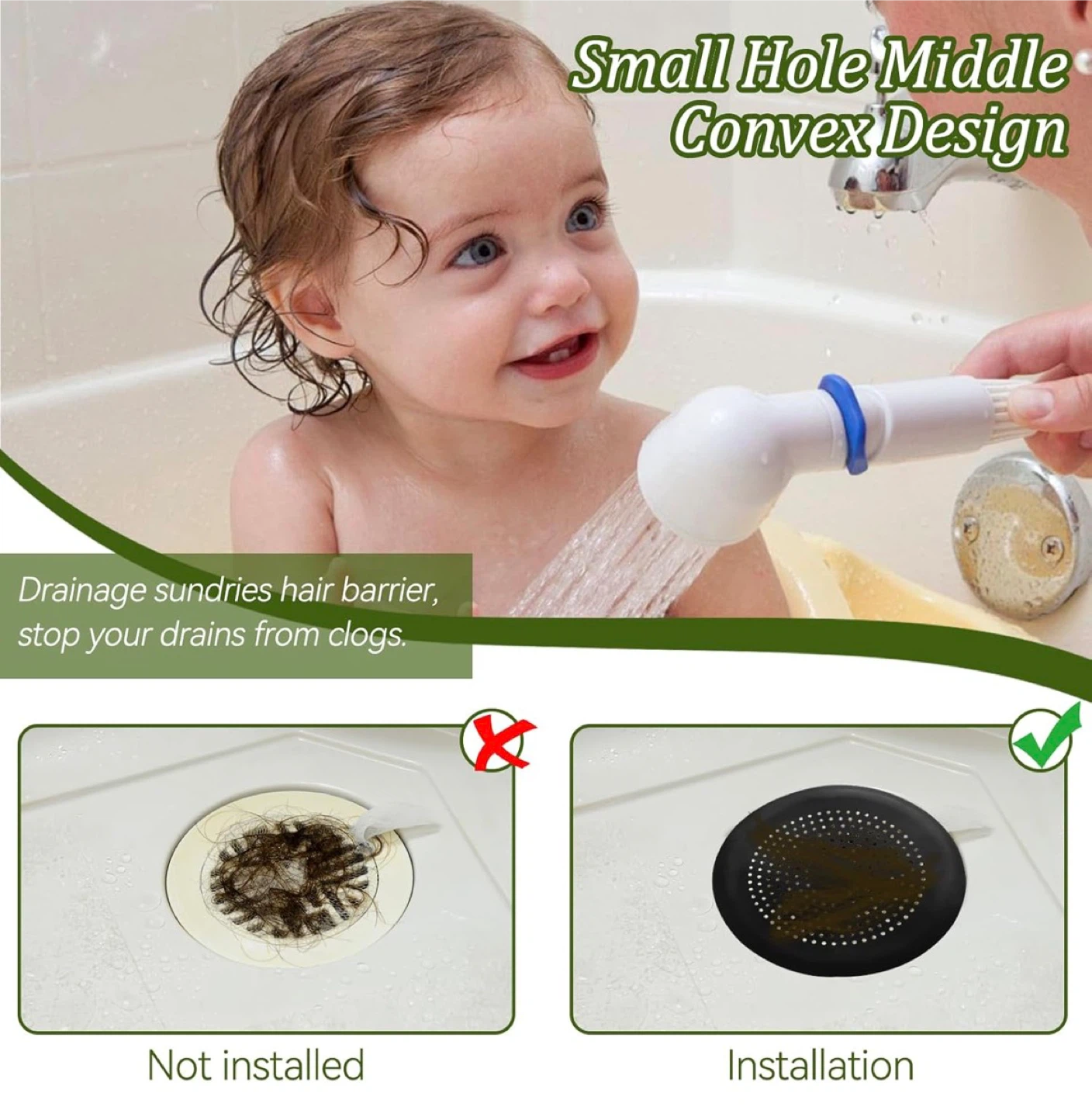 3 pack Drain Hair Catcher Set - grey, white, black - photo 4