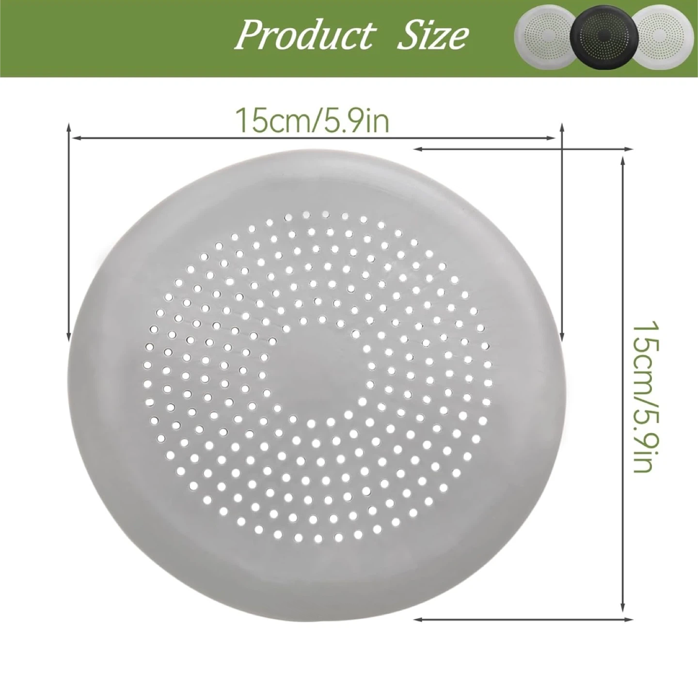 3 pack Drain Hair Catcher Set - grey, white, black - photo 3