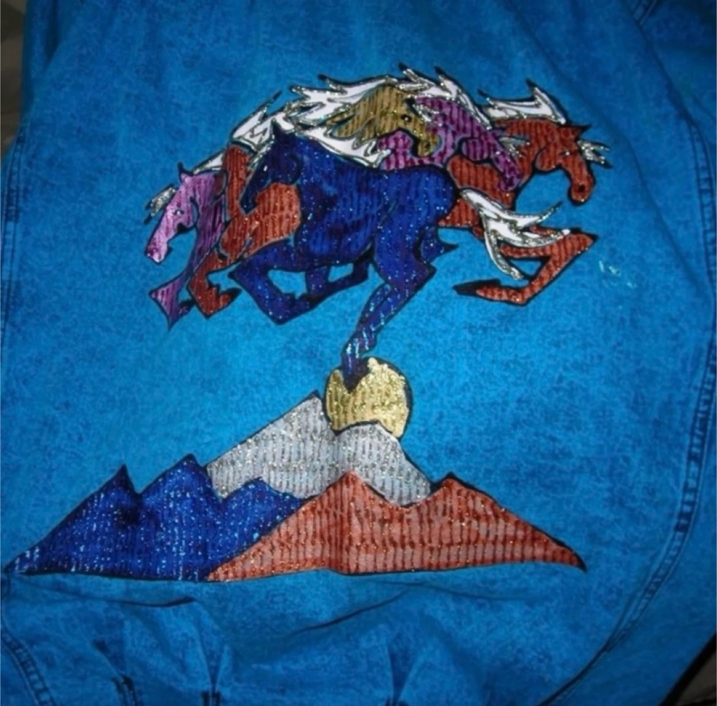 Uma Designs Handpainted Kokopelli &  horses Denim Jacket - photo 3