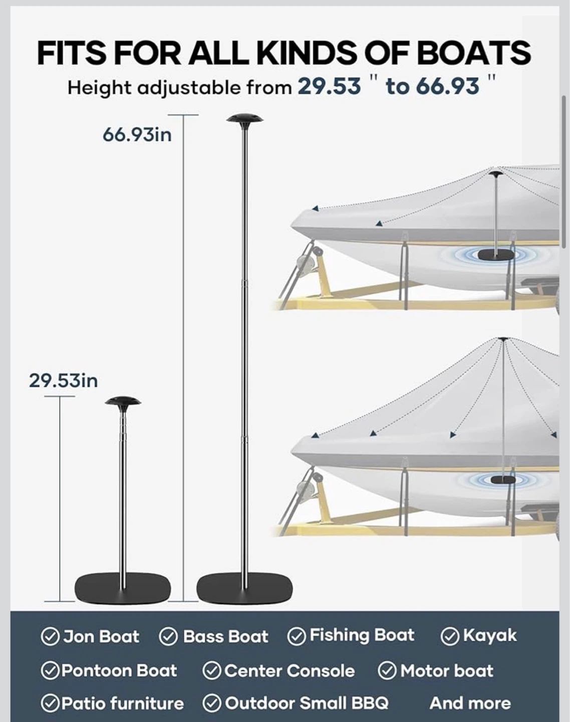 APXL Boat Cover Support Poles - Adjustable Height - photo 3