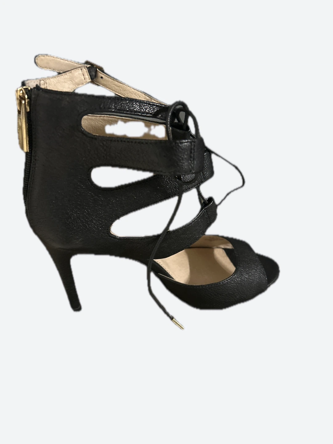 Black Lace-Up Peep-Toe Heels - photo 3