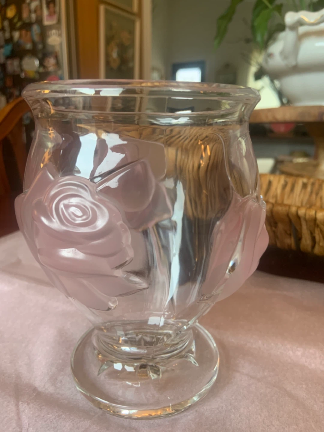 VINTAGE TELEFLORA CLEAR GLASS ROSE BUDDED VASE - photo 2