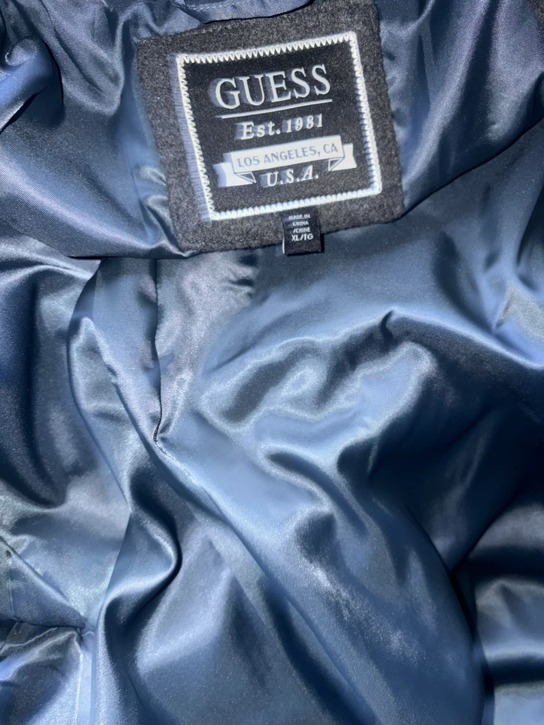 Guess Men's Wool Blend Overcoat - Charcoal Grey