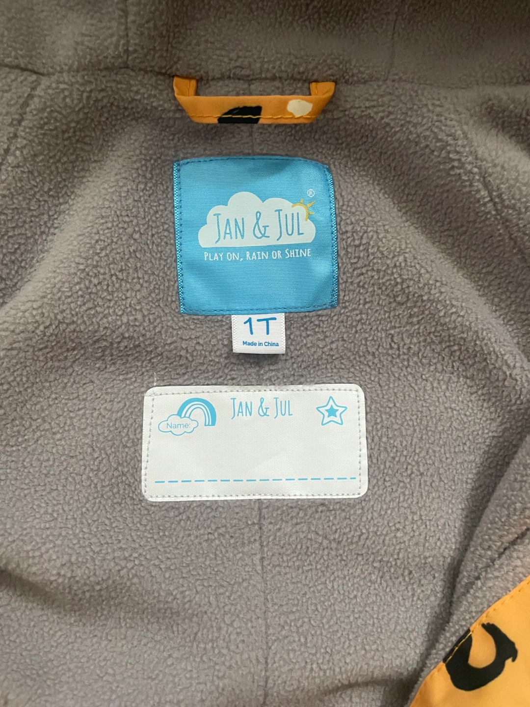 Jan & Jul Waterproof Rain Suit, Fleece Lined, 1T - photo 3