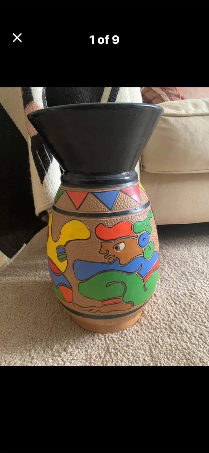Vintage 60’s Folk Art Ceramic Vase