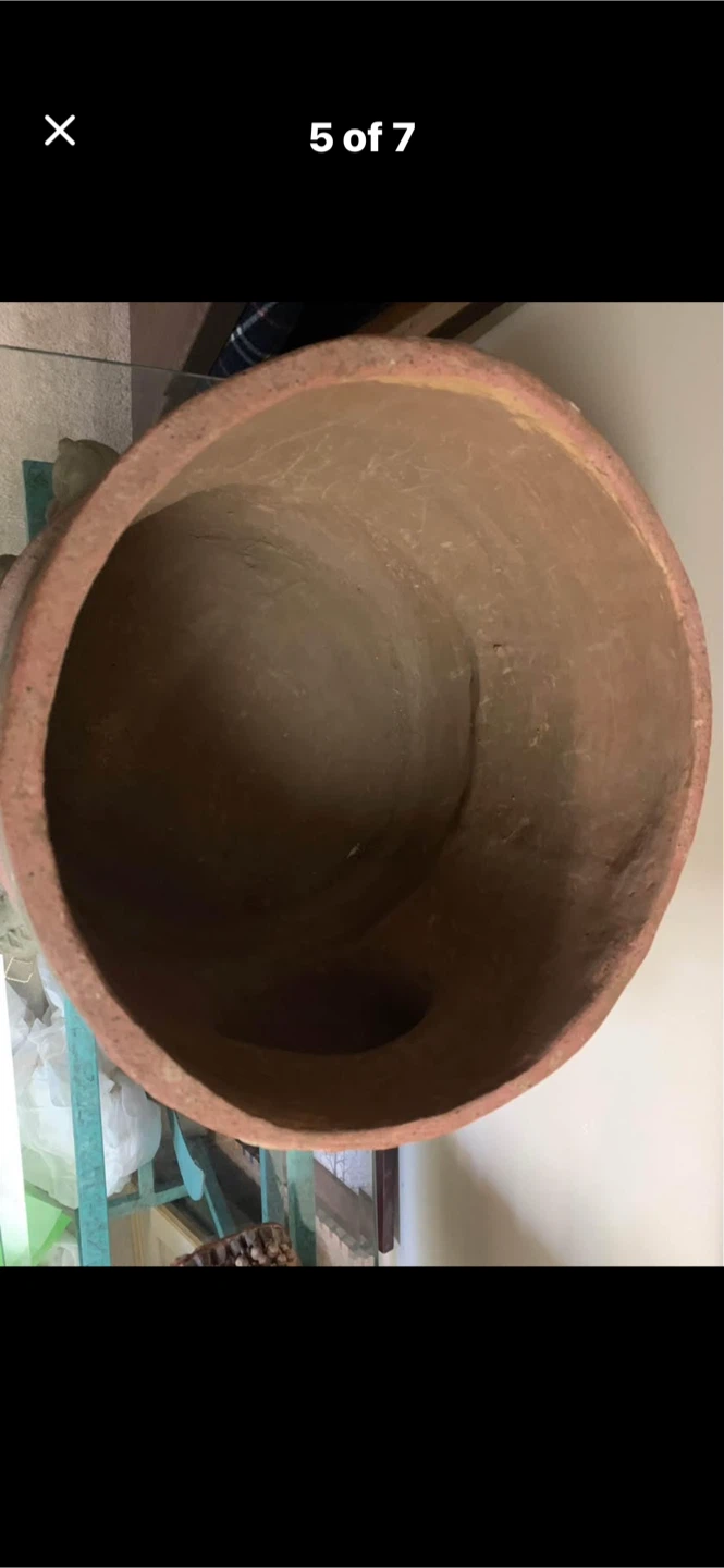 Mayan style Terracotta Planter /urn with Decorative Faces - photo 5