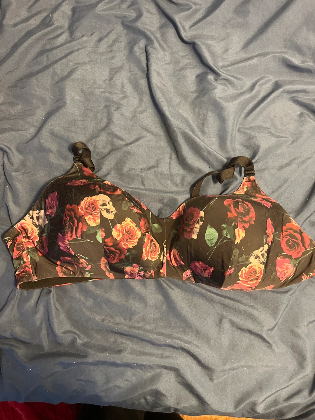 2 Torrid 46C Bras Black Floral Skull Rose Print, - photo 5