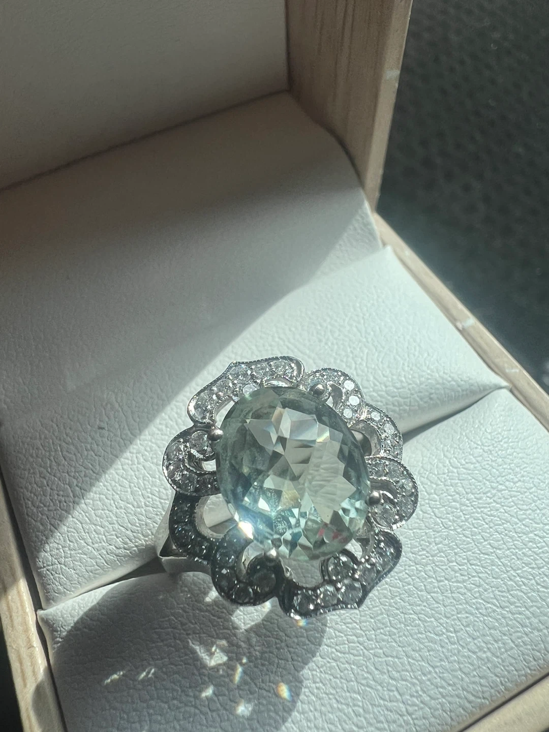 10 k  aquamarine & Diamond Ring - photo 4