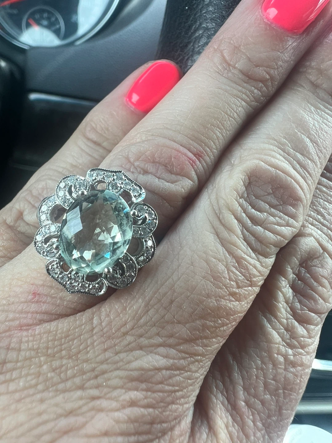 10 k  aquamarine & Diamond Ring - photo 5