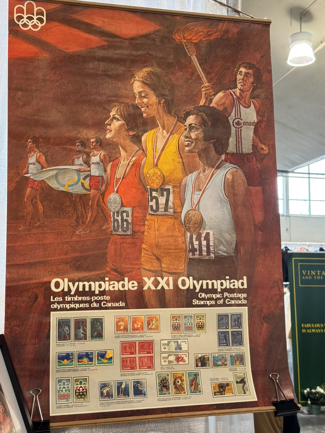 Rare Original 1976 Montreal XXI Olympic Stamps of Canada Poster