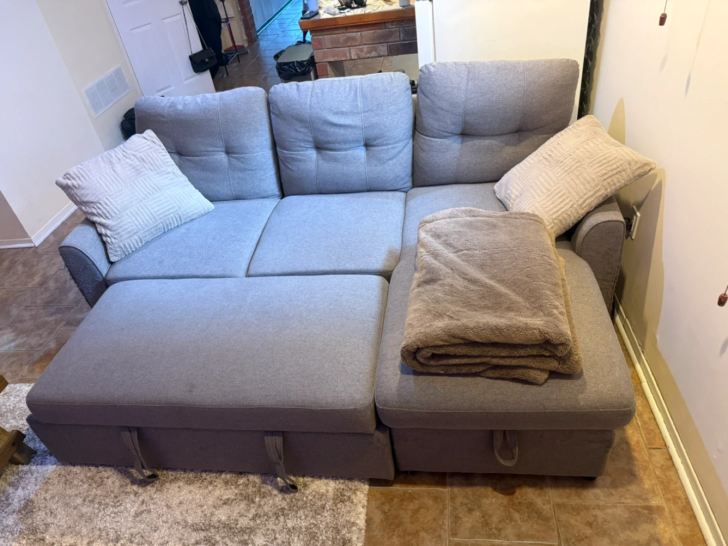 Grey Sectional Sofa with Storage
