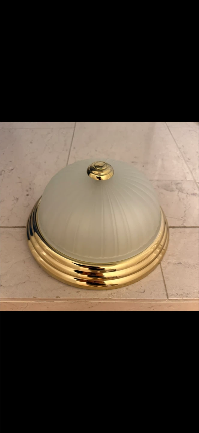 Flush Mount Dome ceiling Light Fixture - Frosted Glass & Brass