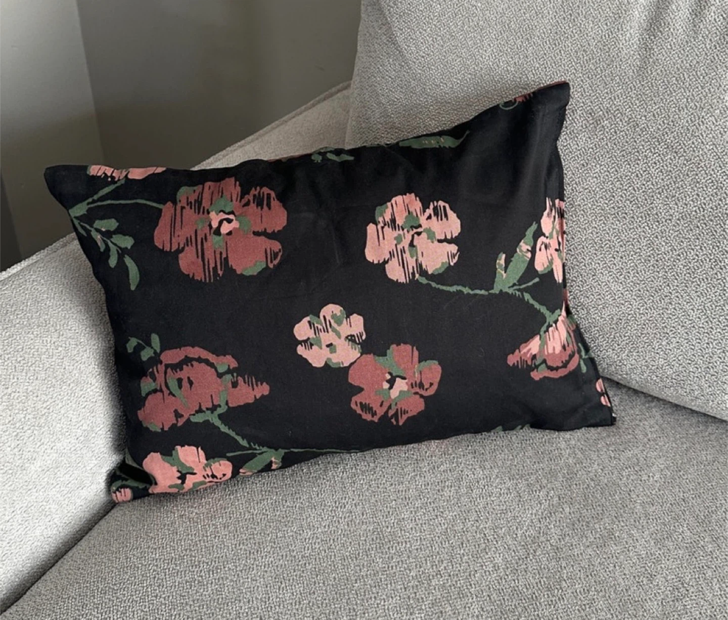 Decorative Throw Pillow - Black Floral